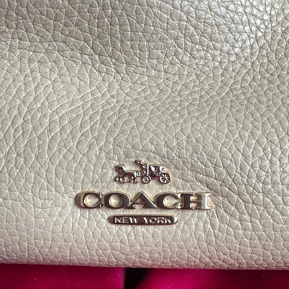 Coach Cream Pebbled Leather Shoulder Hobo with Gold Hardware - Picture 2 of 9